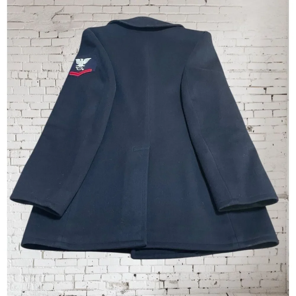 RARE‎ Vintage kersey 100% wool US NAVY Military Peacoat Men’s 36 R Lined